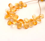 Load image into Gallery viewer, Natural Citrine Faceted Pear Shape Beads, 4-inch strand, AAA Yellow Citrine Pear Briolettes, 8-12 MM Citrine Teardrop Beads, Pear Beads