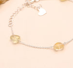 Load image into Gallery viewer, Natural Lemon Quartz Heart Shape Beads Bracelet, Lemon Quartz Heart Beads Bracelet, Girl's Gift Chain Bracelet, 925 Silver Gift for Her