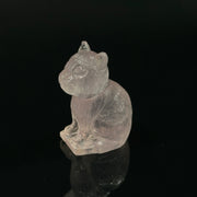 Rose Pink Quartz Cat Carved Gemstone, Egyptian Cat Carving, Feminine Energy and Healing Energy Rose Quartz Carving, Come Come Cat 30X17 mm