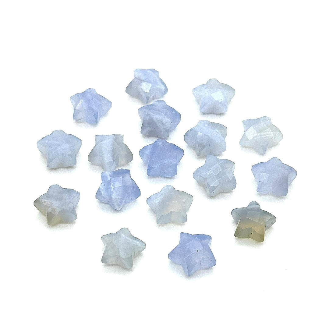 Natural Blue Lace Agate Faceted Star Shape Briolette, Hand Carved Star Shape Gemstone Charms For Jewlery, Lace Agate Star Beads, 10 MM