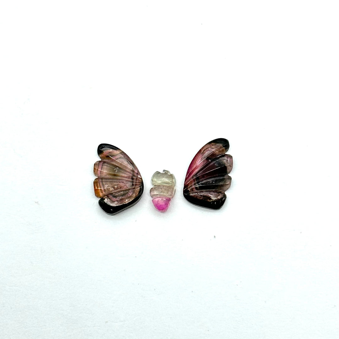 natural tourmaline Butterfly Shape Carving, Hand carved tourmaline Butterfly loose carving, carved butterfly  jewelry Making 22x11mm.