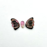 Load image into Gallery viewer, natural tourmaline Butterfly Shape Carving, Hand carved tourmaline Butterfly loose carving, carved butterfly  jewelry Making 23x11mm.