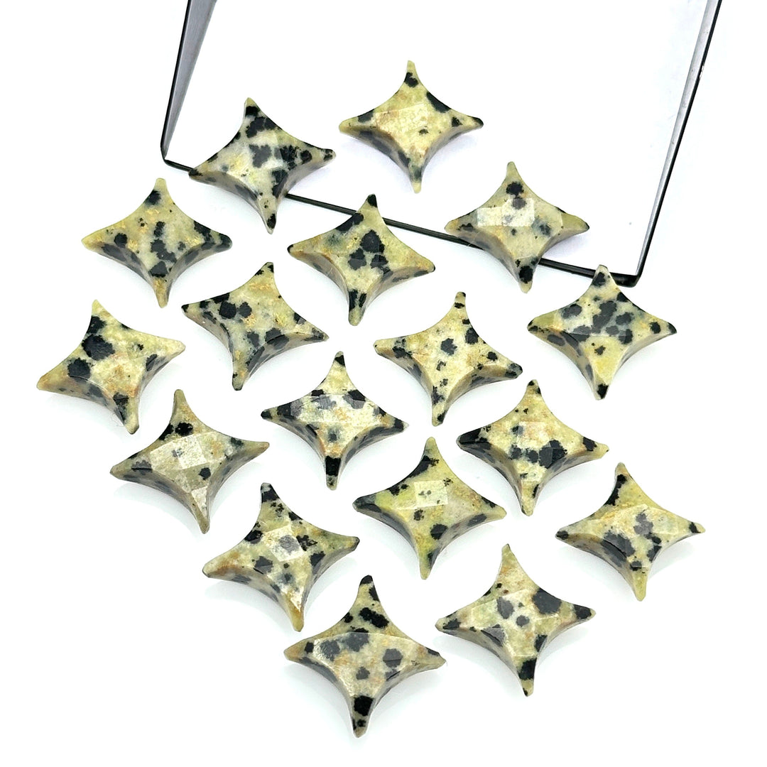 Dalmation Jasper Ninja Star Shape Carving Beads, Fancy Star Shape Gemstone Beads, 11X15 MM Jewelry Making Star Shape Briolettes Loose Beads