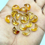 Natural Citrine Carved Moon Shape Beads, AAA Citrine Moon Shape Briolette's, Hand Carved Moon Gemstone Beads For Jewelry, Moon Charms 12 MM