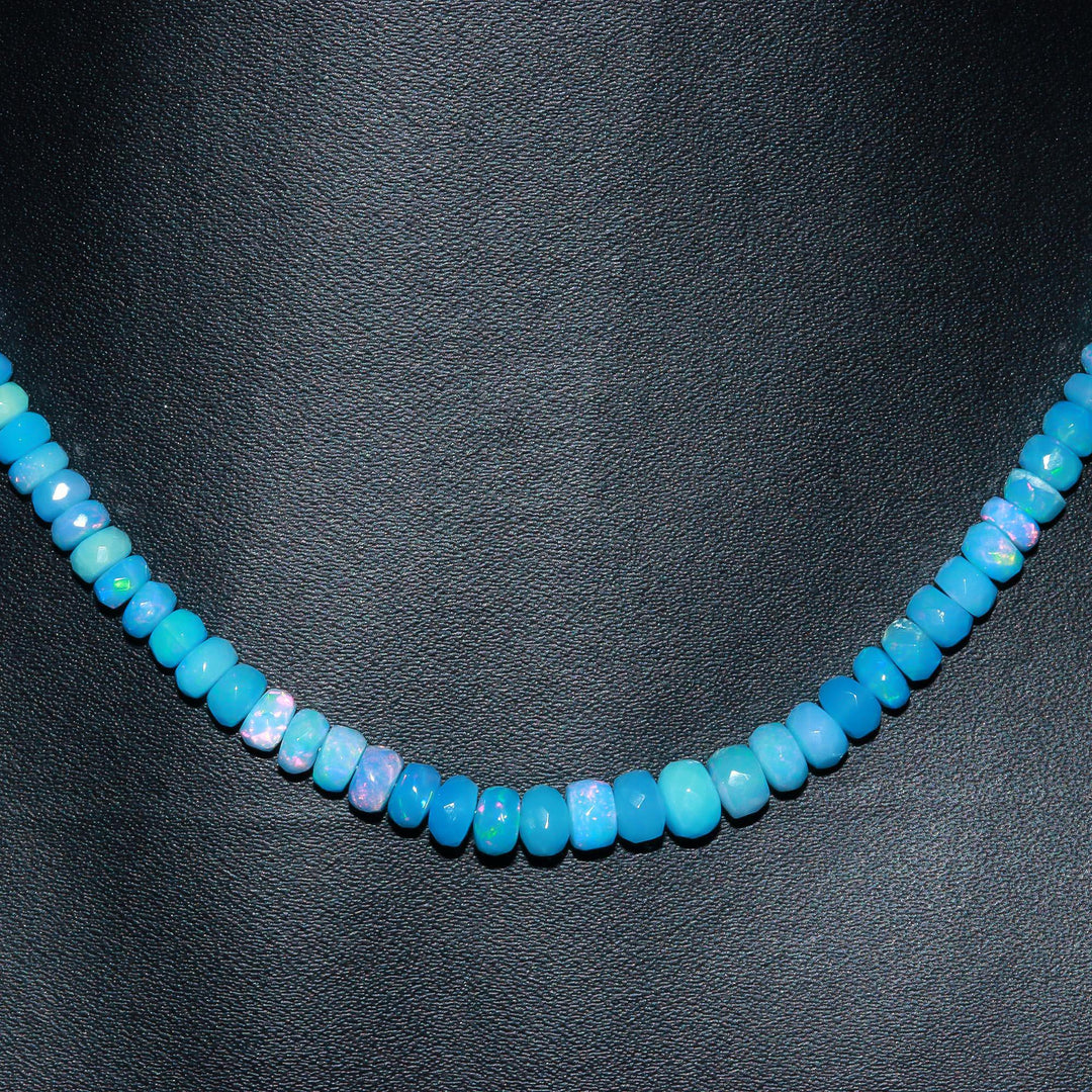 Flashy Blue Lavendar Ethiopian Opal Beads Necklace, Ethiopian Opal Faceted Rondelle Bead Necklace, 4 MM Welo Opal Rondelle, Bridesmaid Gifts