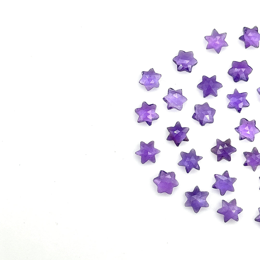 Super Cute Natural Amethyst Stars, Purple Amethyst Star Shape Beads, 6 MM Star Shape Gemstone for Jewlery, 6 Sides Carving Star Beads