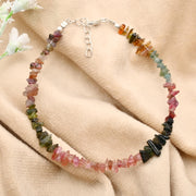 Natural Multi Tourmaline Uncut Beads Bracelet, Handmade Uncut Chips Bracelet, Girls Fancy Bracelet, Gift For Girls, 925 Silver Bracelet