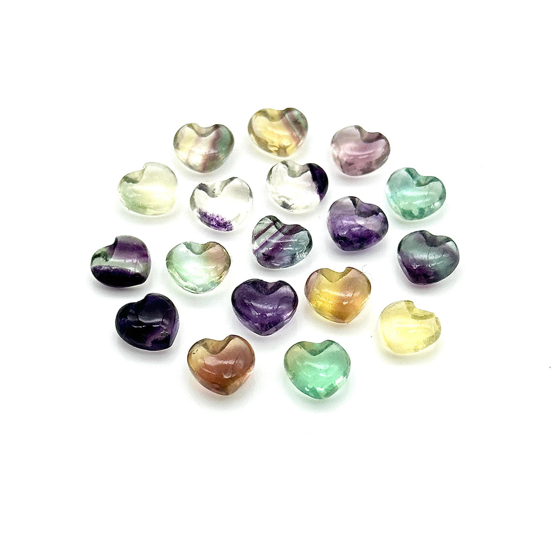 Natural Multi Fluorite Heart Shape Beads, AAA Fluorite Smooth Heart Shape Beads, Hand Carved Gemstone, Jewelry Making Loose Charm, 8 MM