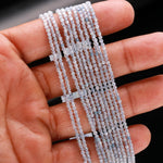 Load image into Gallery viewer, Natural Aquamarine Faceted Round Beads, Blue Aquamarine Micro Faceted Beads, 2 MM Aquamarine Beads for Jewelry, 13 Inches