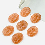 Load image into Gallery viewer, 1,2,3,4,5 Pcs Natural peach moonstone oval face Shape Carving, Hand carved face shape Gemstone, carved Gemstone jewelry Making,18X14 mm