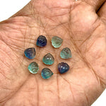 Load image into Gallery viewer, Cute Tiny Green Fluorite Shell Shape Beads, 8 MM Hand Carved Fluorite Seashell, Tiny Carved Beads, Shell Charms, Jewelry Making Gemstones