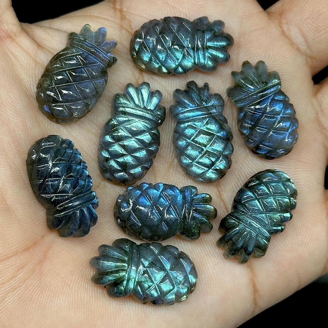 Flashy Labradorite Ananas Shape Gemstone, Carved Labradorite Pineapple Shape Stone, Ananas Carving Beads, Fruit Shape Hand Made Stones 24 MM