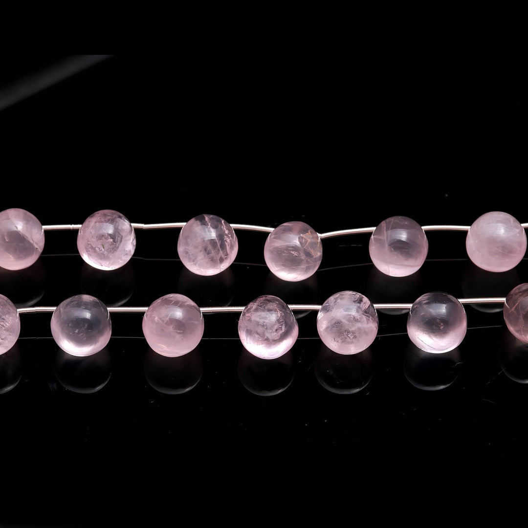 Rose Quartz Drop Beads, Smooth Teardrop Briolette, Jewelry Making (10 Pcs, 10x12mm)