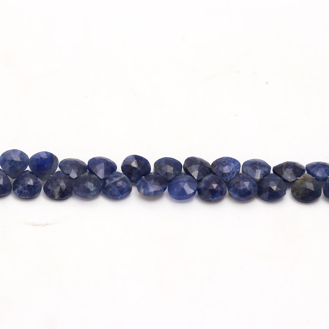 Natural Sodalite Heart Shape Briolettes, Blue Sodalite Heart Shape Beads, 6" Faceted Heart Beads, 6 MM Heart Beads, Moonstone Beads