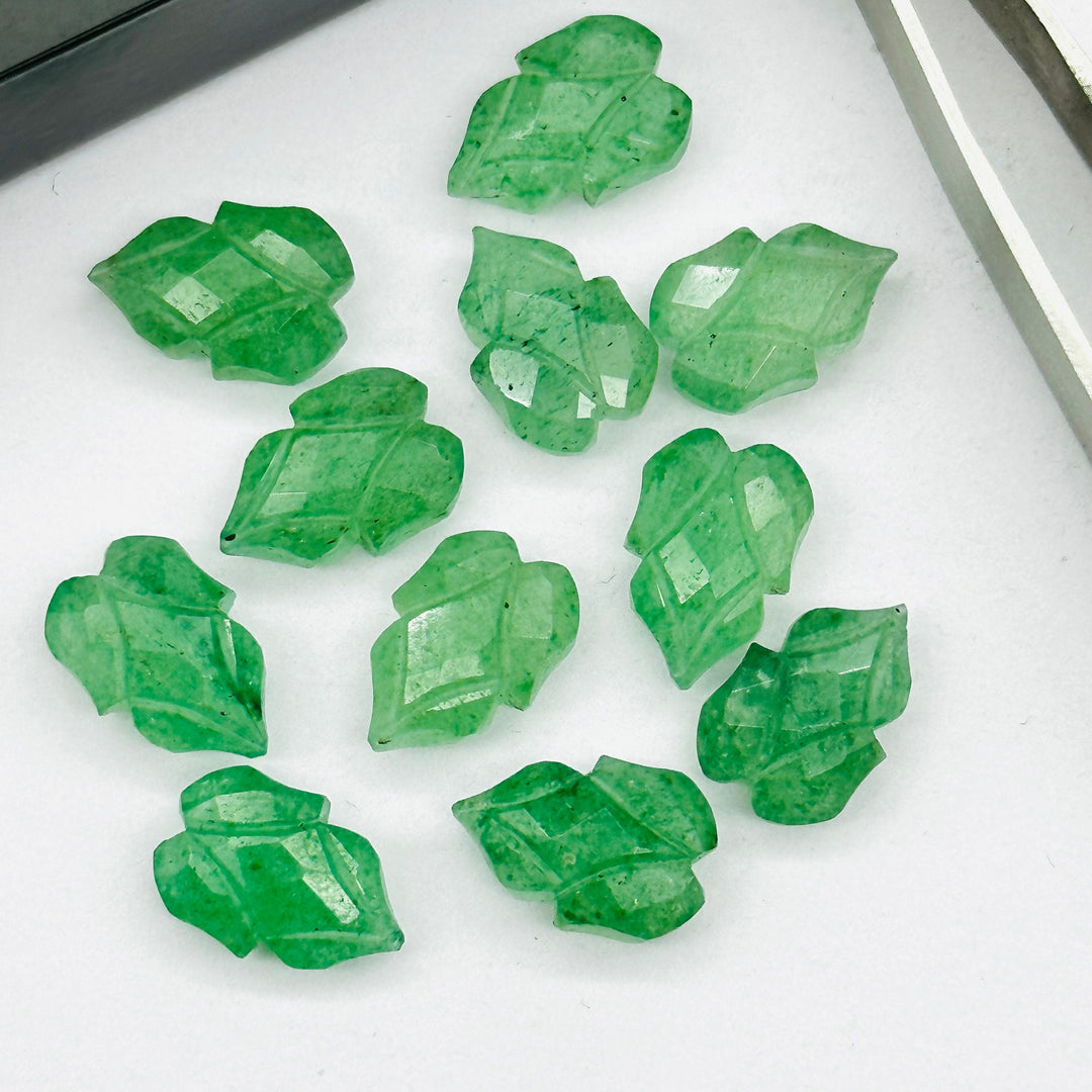 Natural c Shape Carving Gemstone Beads, 9X13 MM Leaf Shape Loose Briolette's, Green Leaves For Jewelry, Wholesale Beads