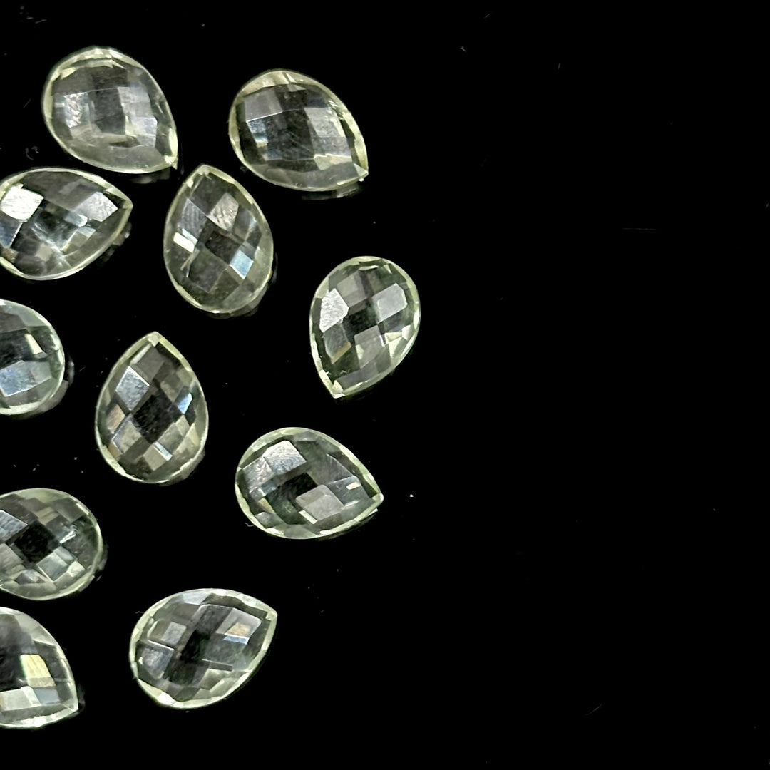 AAA+ Quality Green Amethyst Faceted Pear Shape Beads, 9X12 MM Green Briolette's Beads, Matched Pairs, Jewelry Making Pear Shape Beads