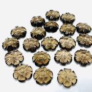 1,2,3,4 pcs Natural Smokey Quartz Flower Shape Carved Gemstone, Flower Shape Carving, Carved Gemstone For Jewellery 15 mm