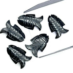 Load image into Gallery viewer, Natural Black Onyx Carved Fish Shape Gemstone, Hand Carved Fish Shape Gemstone, Jewelry Making Gemstones, 17X26 MM, Blue Fish Charm Pendant