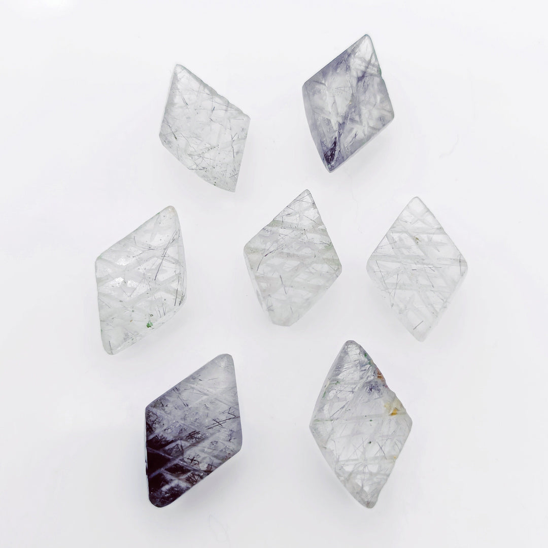 2,3,4,5,6 Pcs Natural black rutile fancy Shape Carving, Hand Carved Gemstone, backside intersection Gemstone, Carved Gemstone, 16X10 mm
