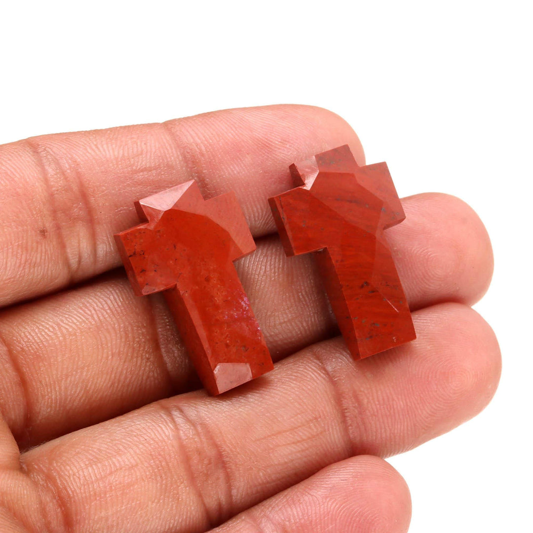Natural Red Jasper Carved Cross Shape Gemstone, AAA Red Jasper Faceted Blue Opal Cross Beads, Healing Energy & Protection Beads