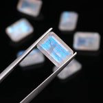 Load image into Gallery viewer, AAA+ Rainbow Moonstone Rectangle Shape Gemstone, Moonstone Faceted Baguette Stone, Fancy Cut Gemstone Beads, Jewelry Making, 10X12 MM