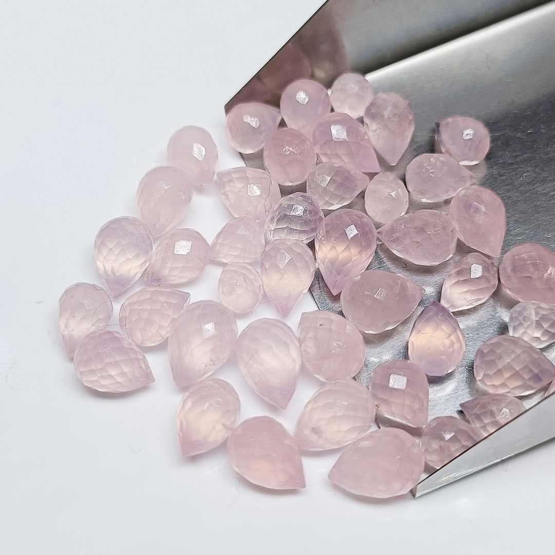 Superb Rose Quartz Drop Shape Briolette's Beads, Natural Rose Quartz Faceted Teardrop Beads, Jewelry Making Beads, 6X8 - 7X9 MM