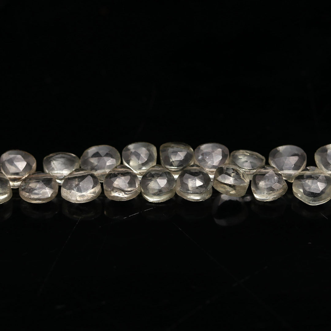 Natural Green Amethyst Heart Shape Beads, AAA Amethyst Heart Shape Briolettes, Faceted Heart Beads, 5 MM, 6" Strand Jewelry Making Beads