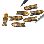Load image into Gallery viewer, Natural Tiger Eye Carved Fish Shape Gemstone, Healing Fish Charms for Jewelry Making, Reiki Crystals Gifts, 30X10 MM