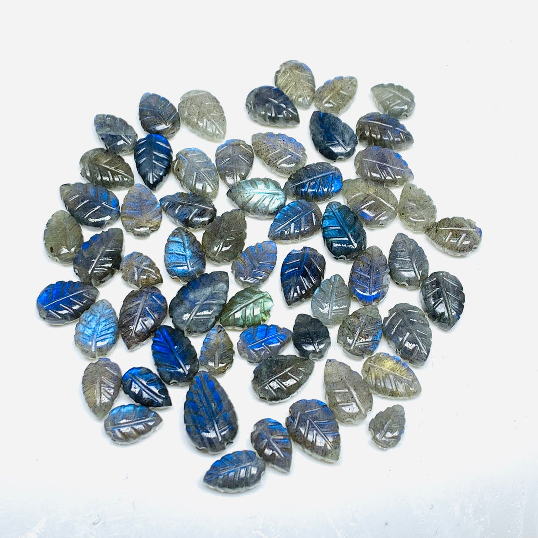 2,5,6,7,8,9,10 Pcs 100% Natural Labradorite Leaf Shape Carving , Leaf Shape Carved Gemstone, Gemstone For Jewellery 8-10 mm