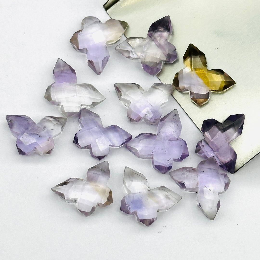 2,3,4,5 pcs Purple Amethyst Butterfly Shape Gemstone Beads, Handmade Butterfly Shape Carving Beads, Amethyst Fancy Briolettes Beads 14x10 MM