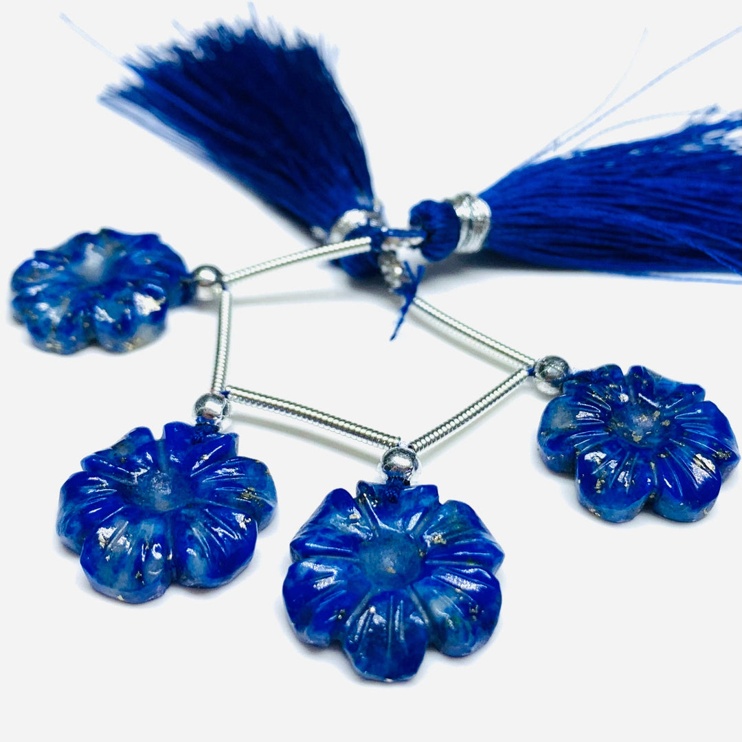 AAA Quality 4 Pcs strand 100% Natural Lapis Lazuli Fancy Shape Carved Gemstone, Fancy Shape Carving, Carved Gemstone For Jewellery 15mm