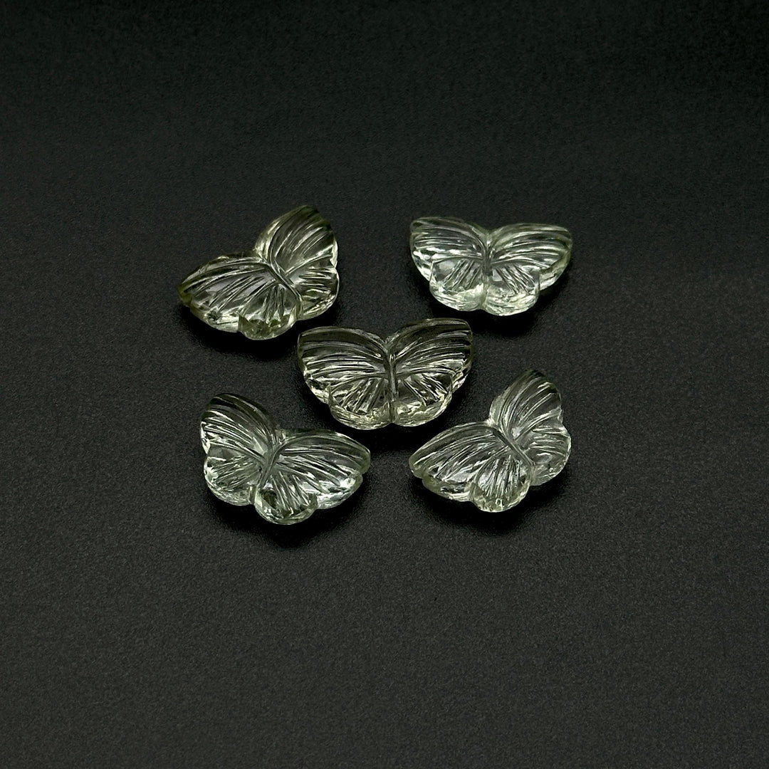 Green Amethyst Butterfly Beads: Carved Gemstone Charms, 11x18mm