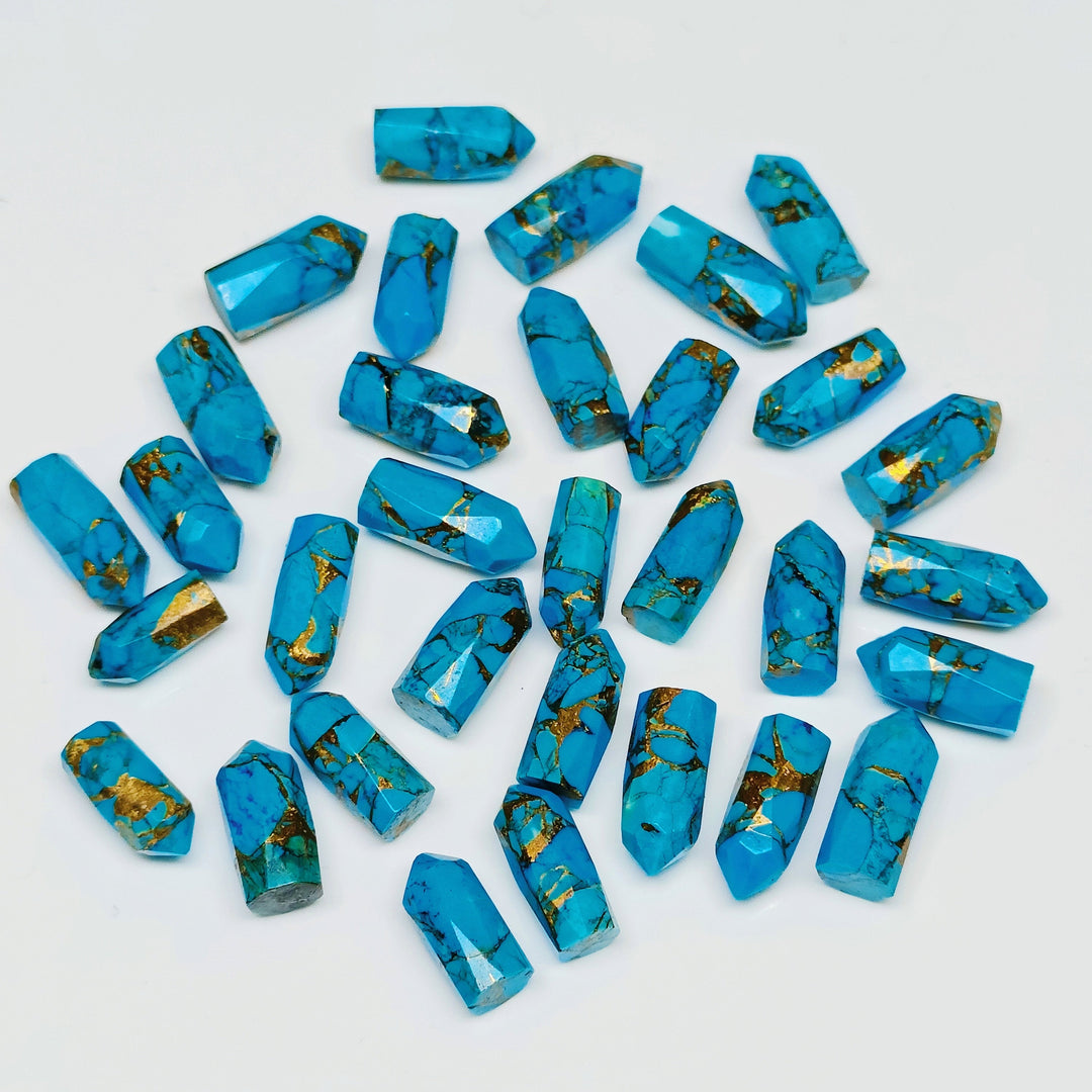 2,3,4,5,6 pcs 100% Copper Turquoise Faceted Pencil ShapeLoose GemstoneCopper Turquoise Loose Gemstone,Gemstone Jewlery 10X6- 13X6 mm