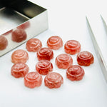 Load image into Gallery viewer, 2,3,4,5 pcs 100% Natural pink strawberry Carved Gemstone, Loose Gemstone, sunflower Shape Gemstone Jewlery, Carved Gemstone 12 mm