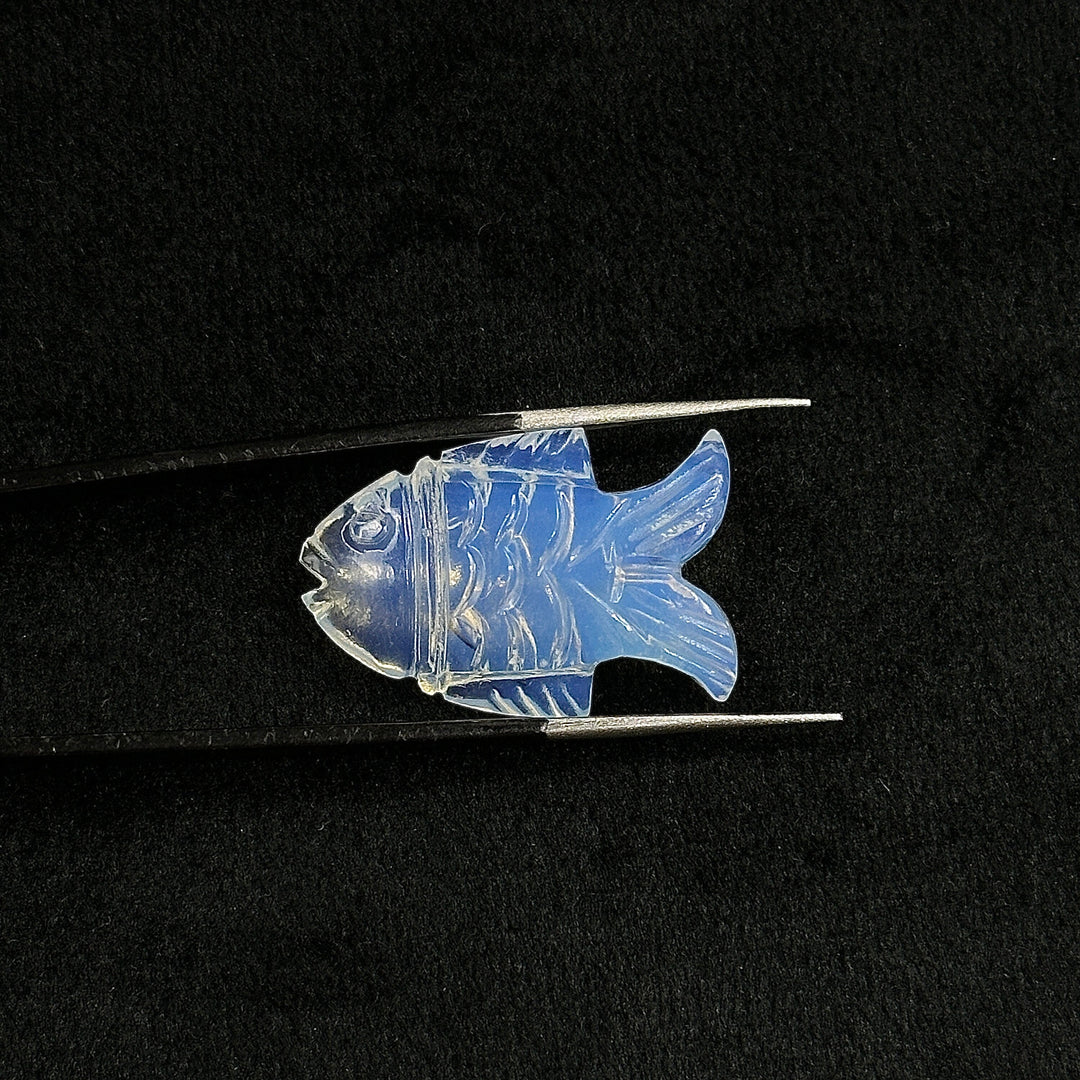 Natural Opalite Fish Carving Gemstone, Hand Carved Fish Shape Gemstone, Opalite Crystal 17X26 MM, Carved Opalite Fish Charm Best For Jewelry