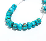 Load image into Gallery viewer, AAA Copper Turquoise Smooth Beads, Blue Copper Turquoise Smooth Rondelle Beads, 8 - 9 MM Healing Turquoise Beads for Jewelry, Loose Beads