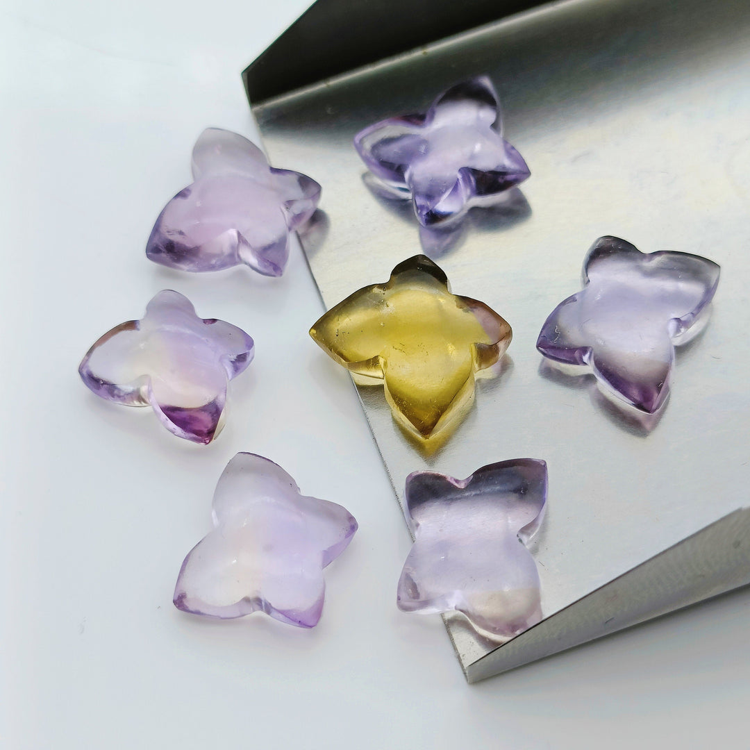 Natural Ametrine Butterfly Shape Gemstone Beads, Hand Carved Smooth Butterfly Briolettes Beads, Fancy Carving Beads, 13X9-14X10 MM