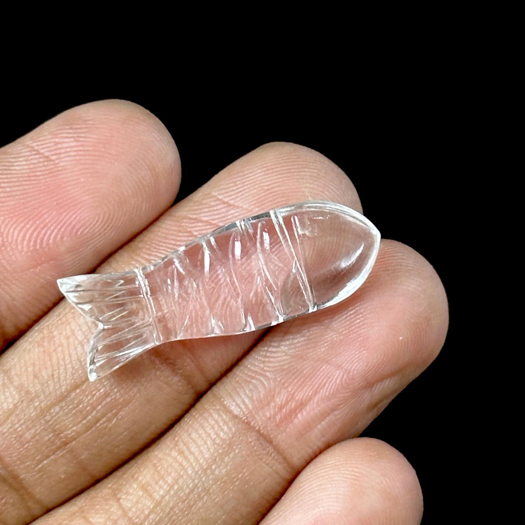 Natural Crystal Quartz Fish Carving Beads, Clear Quartz Carved Fish Gemstone, Jewelry Making Gemstone, 10X30MM