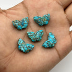 Load image into Gallery viewer, Carved Copper Turquoise Butterfly Charms: Handmade Gemstone Briolettes, 18mm