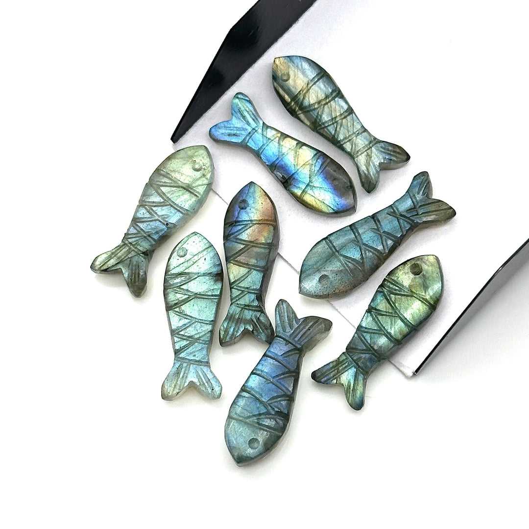 Natural Labradorite Fish Shape Carving, Flashy Labradorite Fish Briolette's, Sea Fishes, 25 MM, Fish Charms for Jewelry, Healing Labradorite