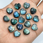 Load image into Gallery viewer, Labradorite Heart Briolette: Faceted Gemstone Charm, 12mm