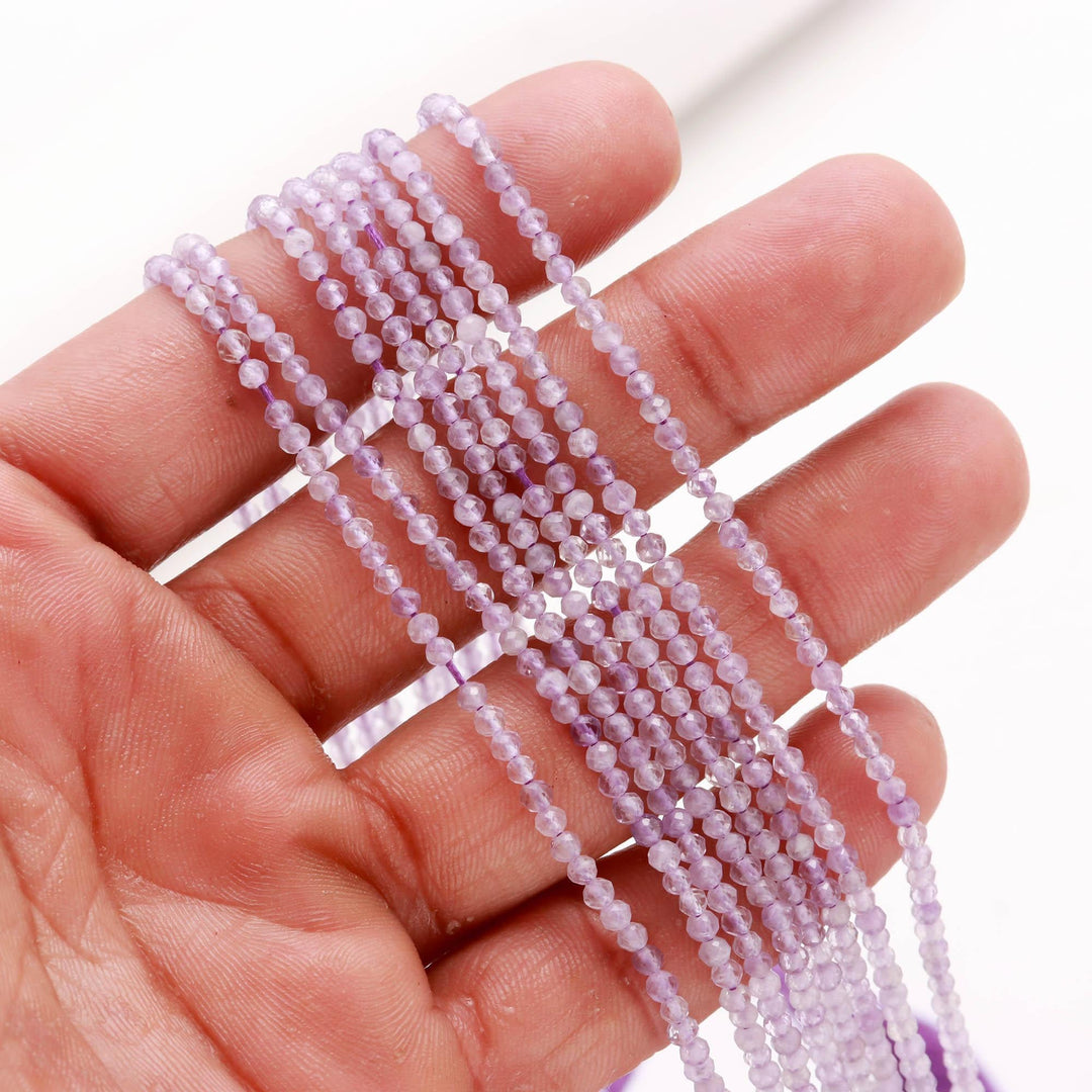 Natural Lavendar Quartz Round Beads, Lavendar Quartz Micro Faceted Round Beads, Jewelry Making Loose Gemstone Beads 2-2.5 MM