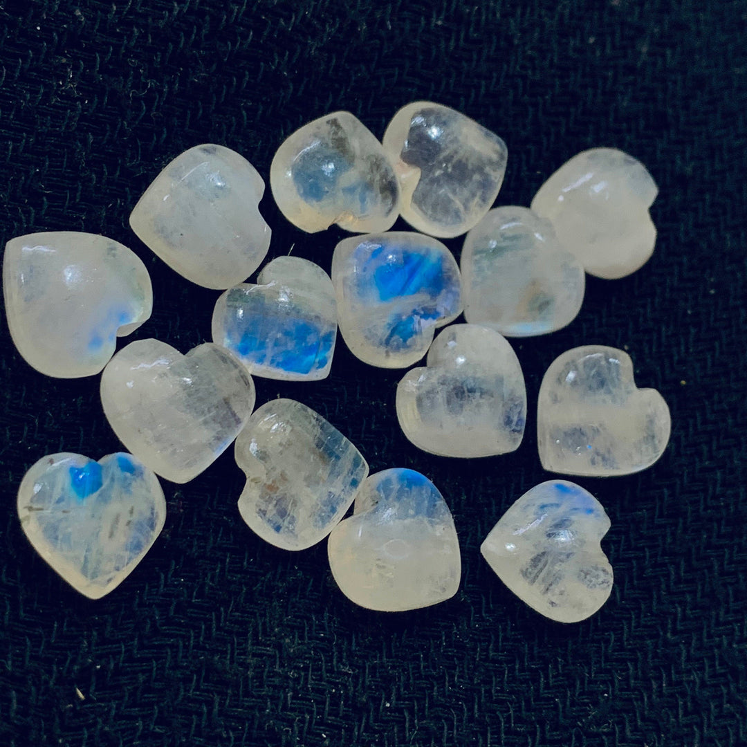 5,6,7,8,9,10 pcs Natural Rainbow Moonstone smooth Heart Shape Gemstone, Loose Gemstone, Carved Gemstone, Gemstone For Jewellery10mm