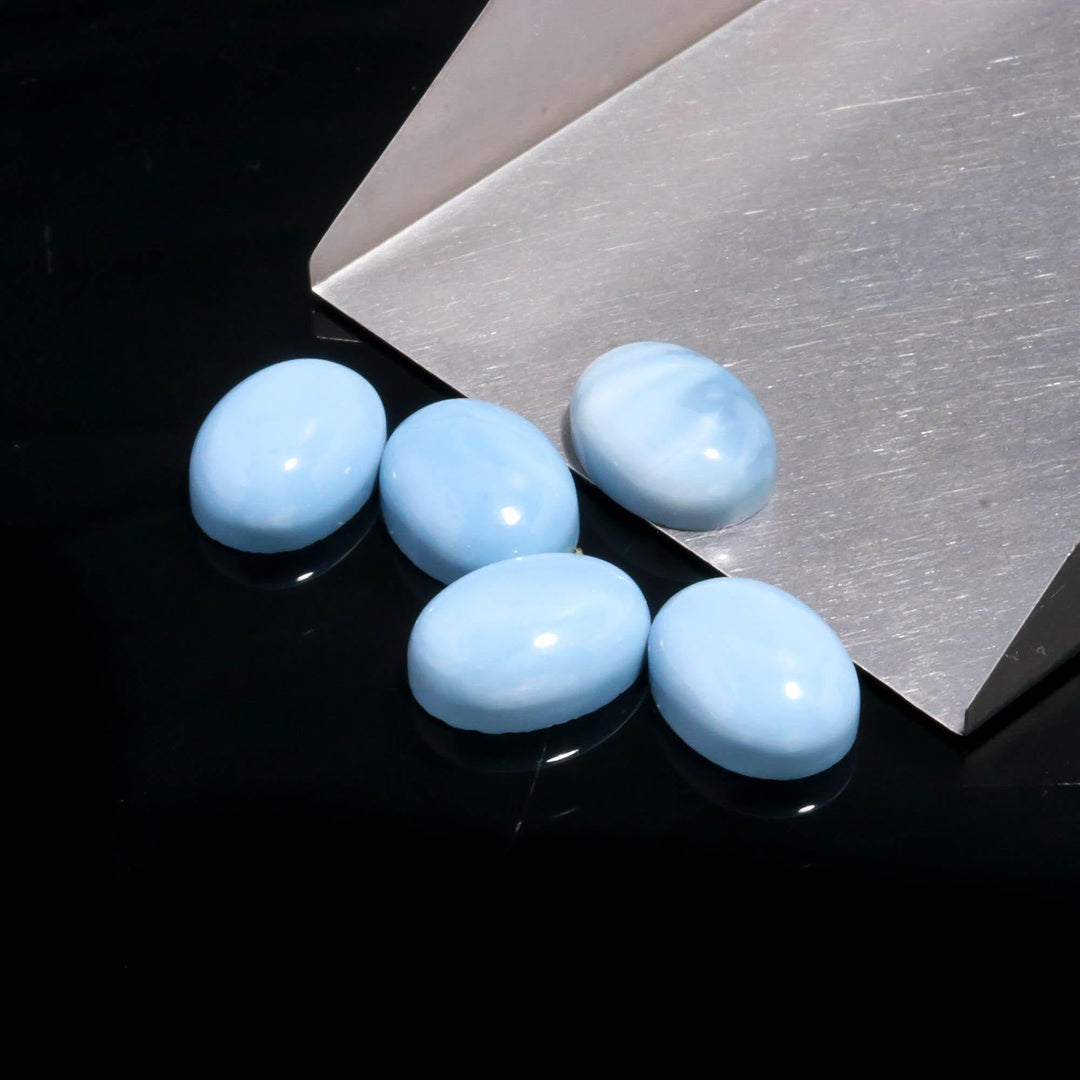 AAA Blue Opal Oval Shape Beads, Blue Opal Hand Carved Smooth Gemstone Beads, Loose Carving Beads, Oval Charms for Jewelry Making 12X16 MM