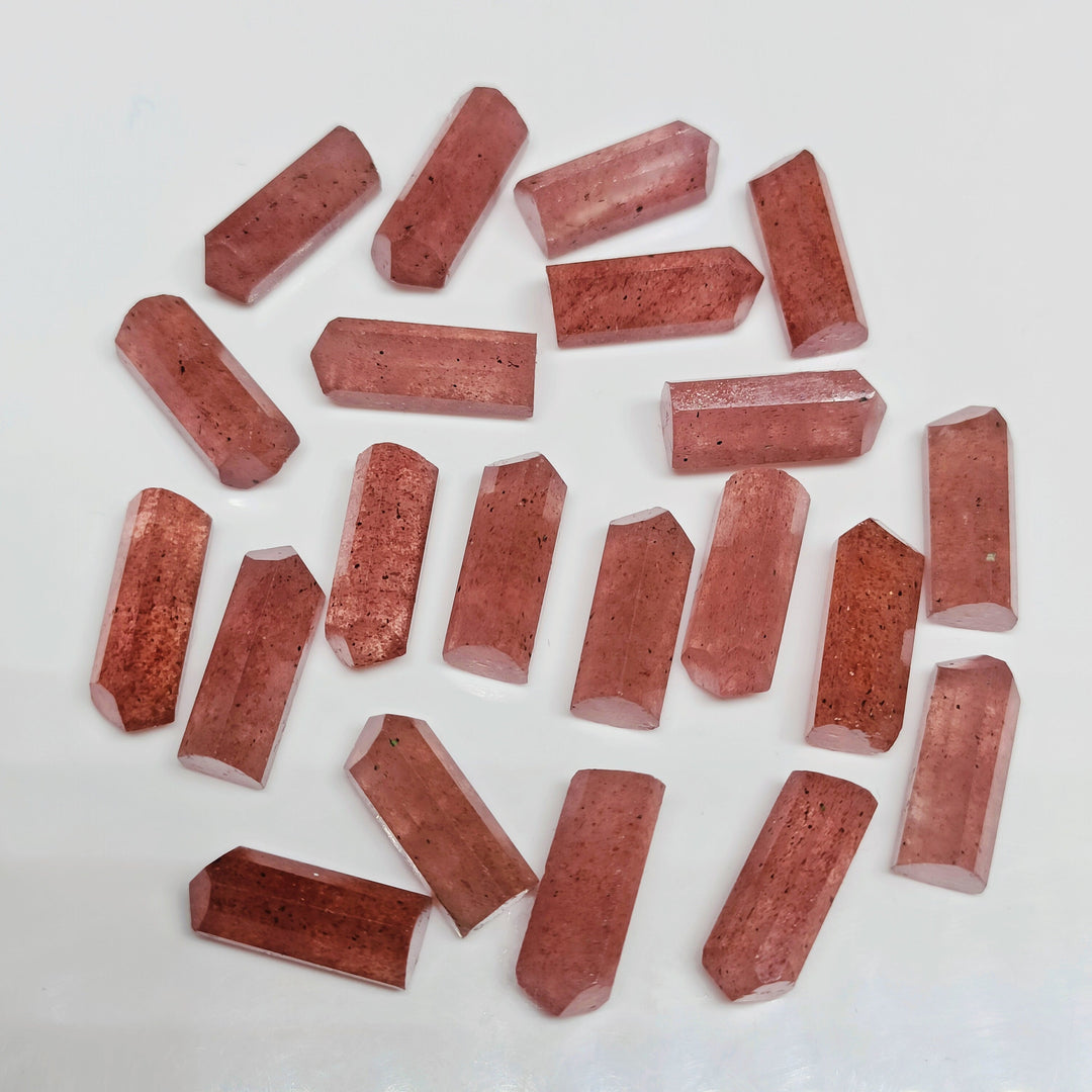 2,3,4,5,6 pcs 100% Natural Pink strawberry Faceted Pencil Shape Loose Gemstone, Pink strawberry Loose Gemstone, Gemstone for Jewlery 15X6 mm