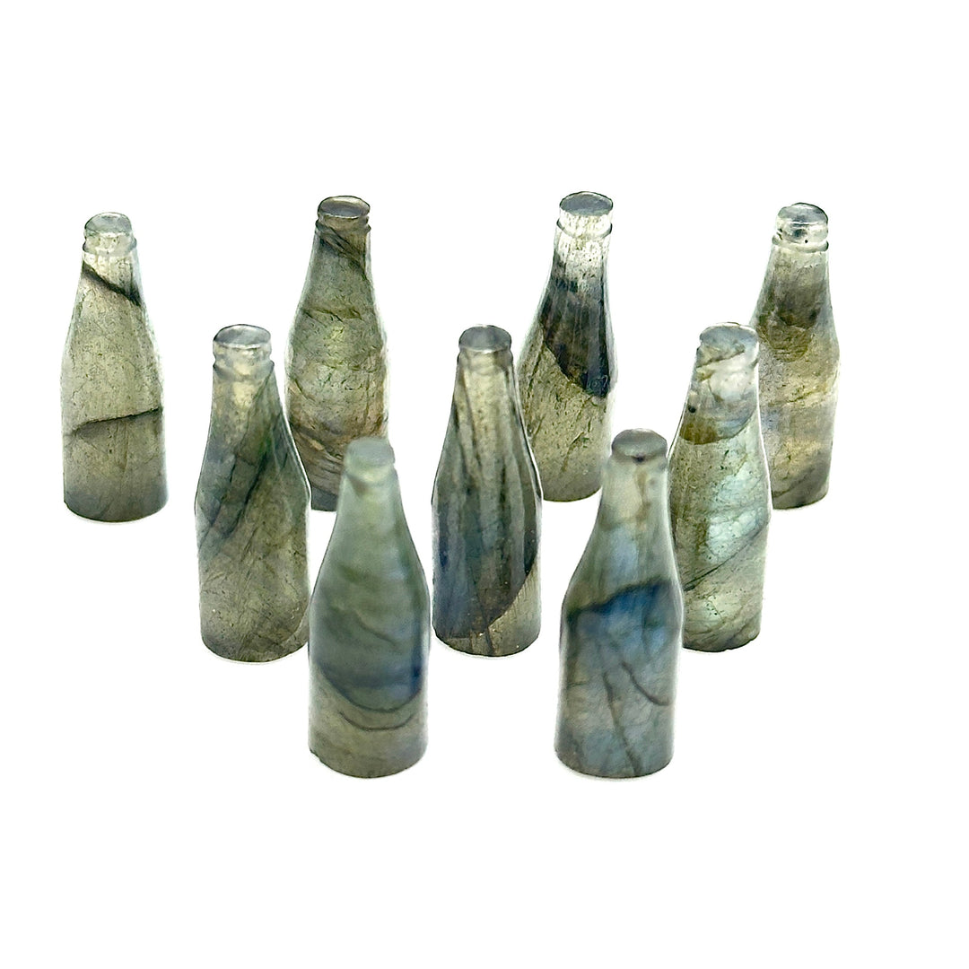 AAA+ Natural Labradorite Bottle Carving Beads, Vine Bottle Shape Carved Gemstone, Jewelry Making Charms, 7X21 MM Flashy Tiny Bottle Pendants