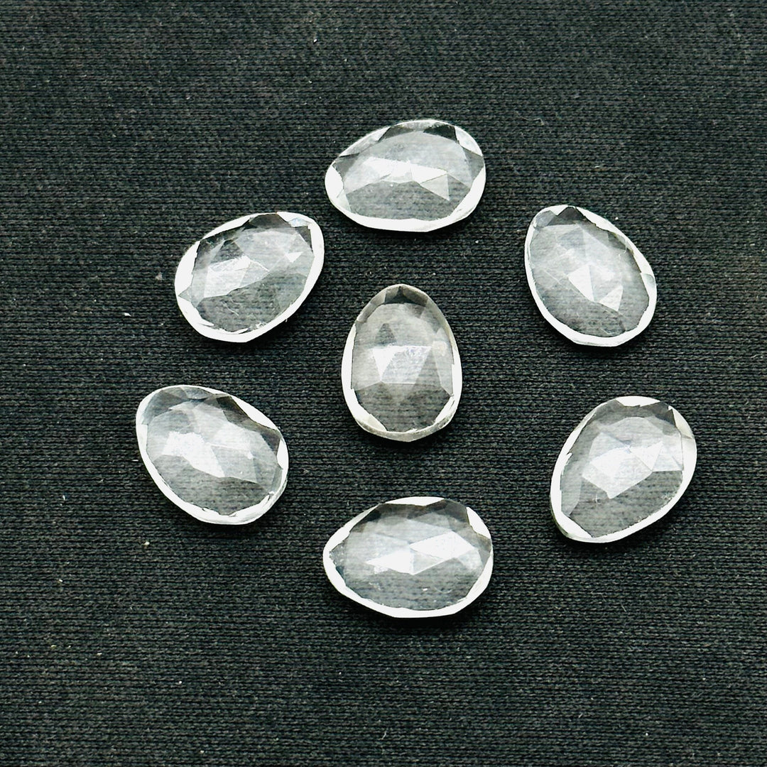 2,3,4,5pcs A-one Quality crystal quartz freeform Rosecut, faceted rosecut, gemstone for jewelry, jewelry making rosecut 10X14 mm