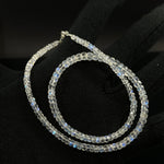 Load image into Gallery viewer, High Quality Rainbow Moonstone Beaded Necklace, Flashy Faceted Rondelle Beads Necklace, 4-6 MM Blue Fire Rainbow Gemstone Silver Necklace