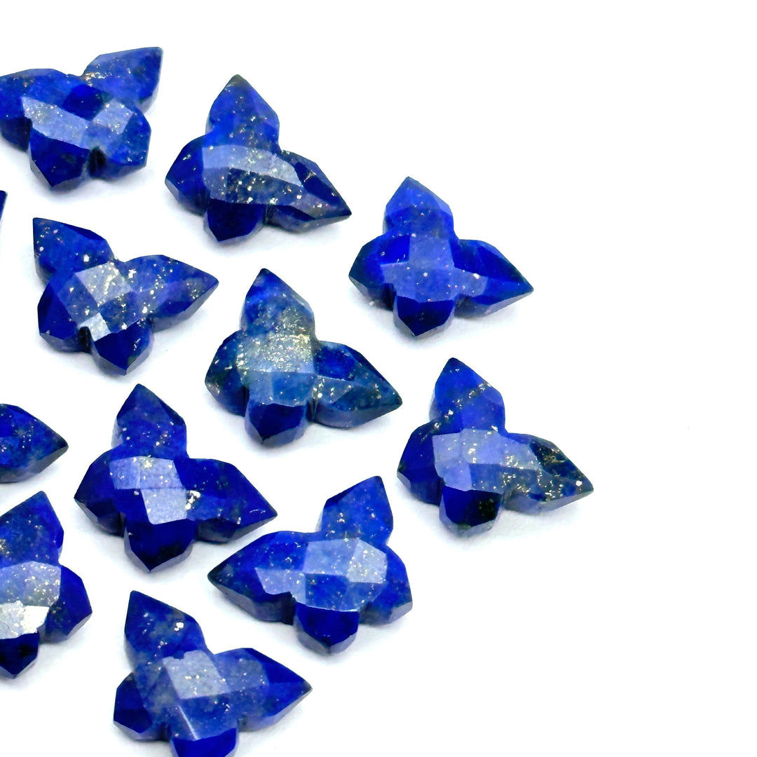 Lapis Lazuli Butterfly Beads: Handmade Faceted Gemstone Charms (14x10 MM)