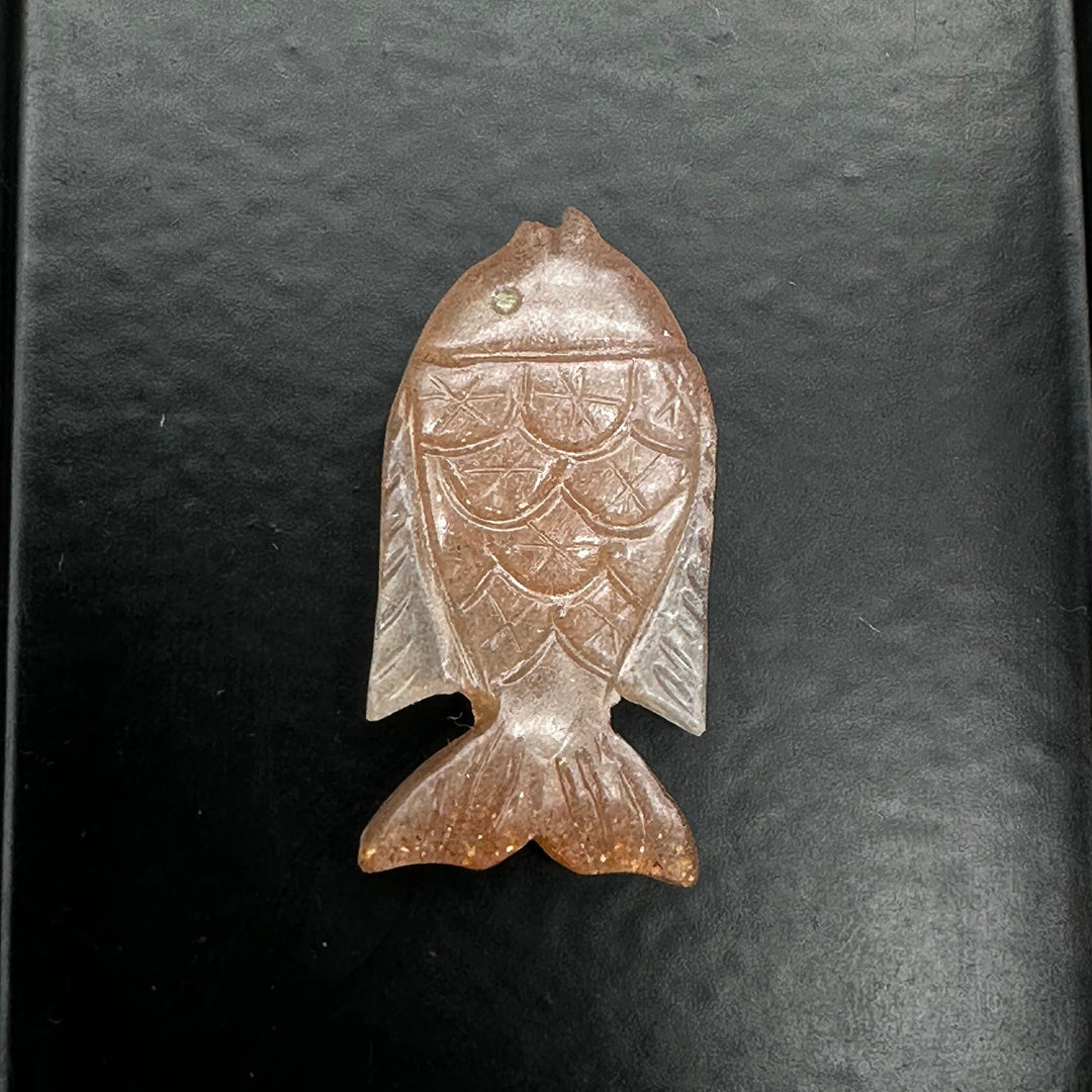 Rare Find Natural Peach Moonstone Handmade Carving Fish ~ Fish Shape Carving Gemstone Hand Carved Fish For Jewelry Only 1 Piece25X15mm